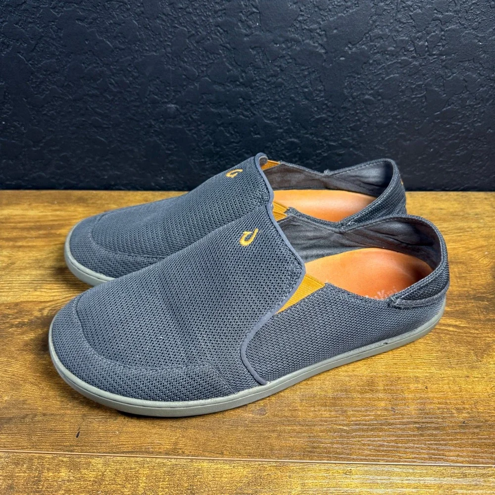 OluKai Nohea Mesh 10188-4242 Gray‎ Textile Slip-On Shoes Mens Size 10.5